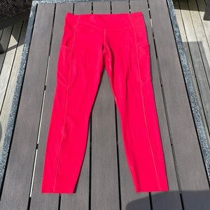Lululemon Fast & Free 7/8 Tight II *Non-Reflective Nulux 25" Size 10 Dark Red